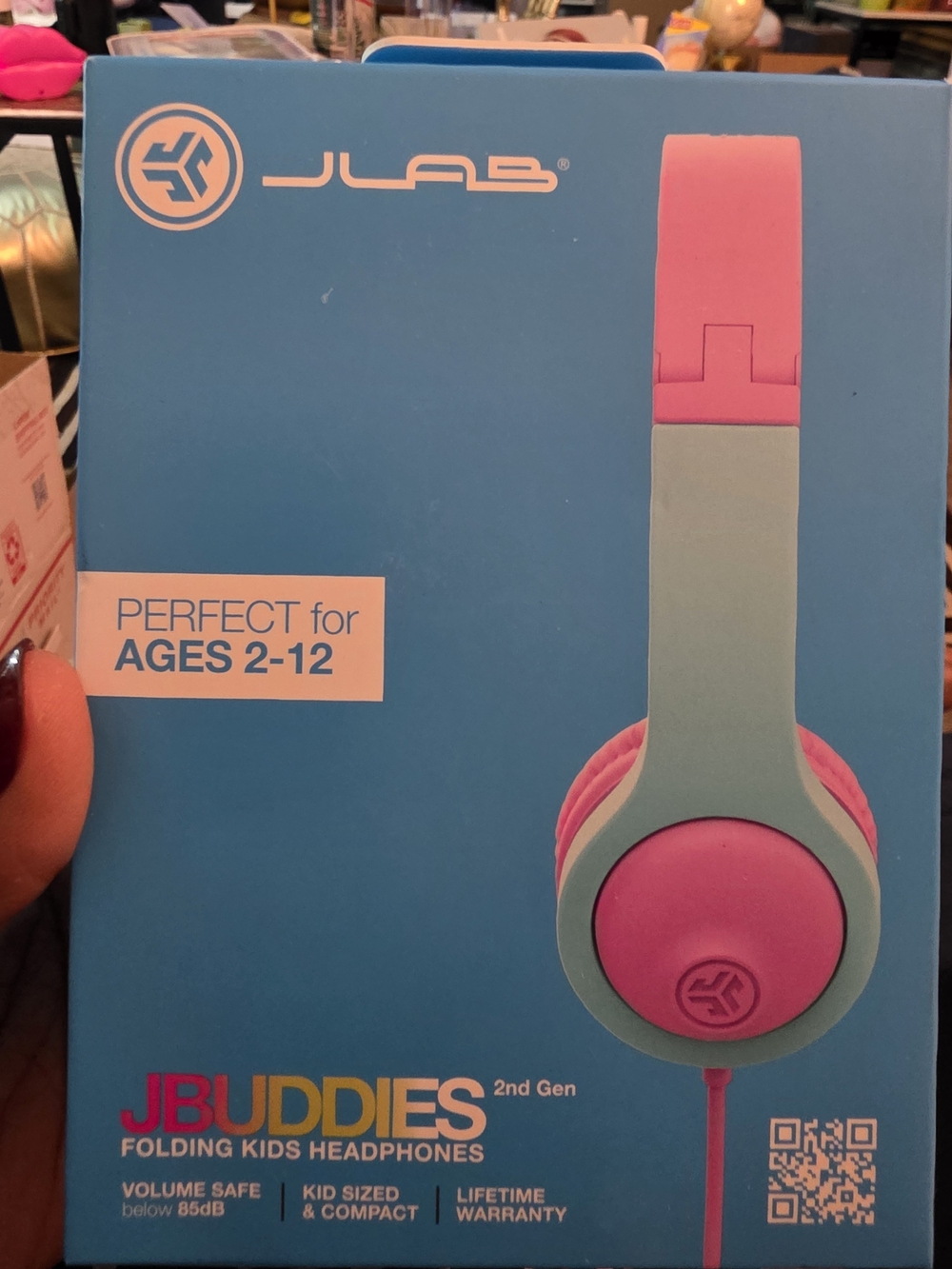 JLab JBuddies Kids On-Ear Headphones - Pink & Light Blue